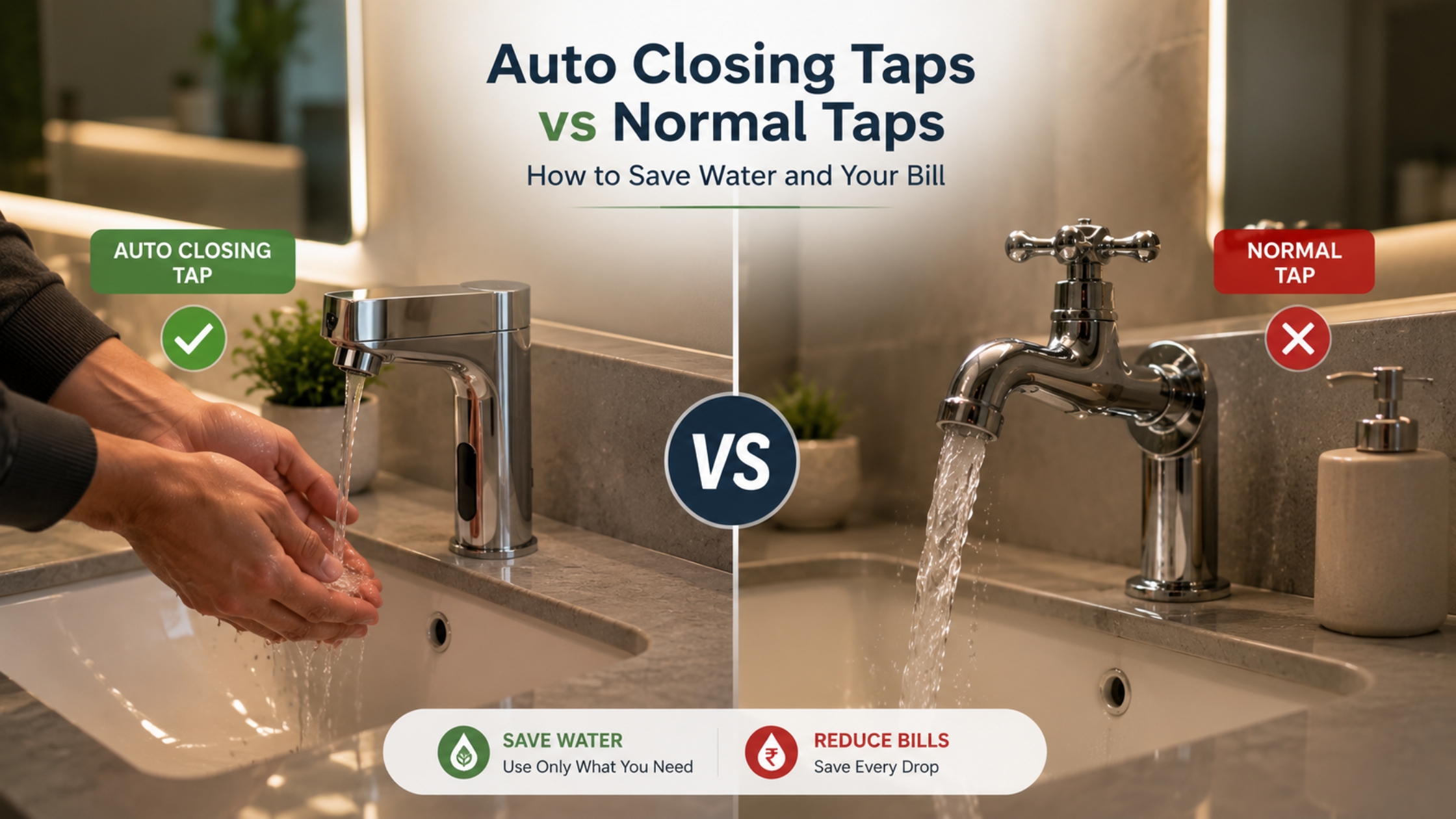 auto closing taps for bathroom and public washrooms